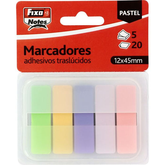 Blíster de 5 marcadores autoadhesivos translúcidos 12 x 45 mm – Colores pastel