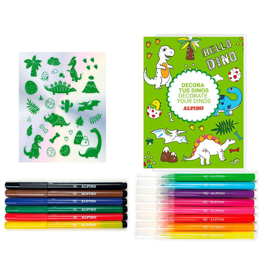 Set Alpino dino decora con rotuladores y pegatinas