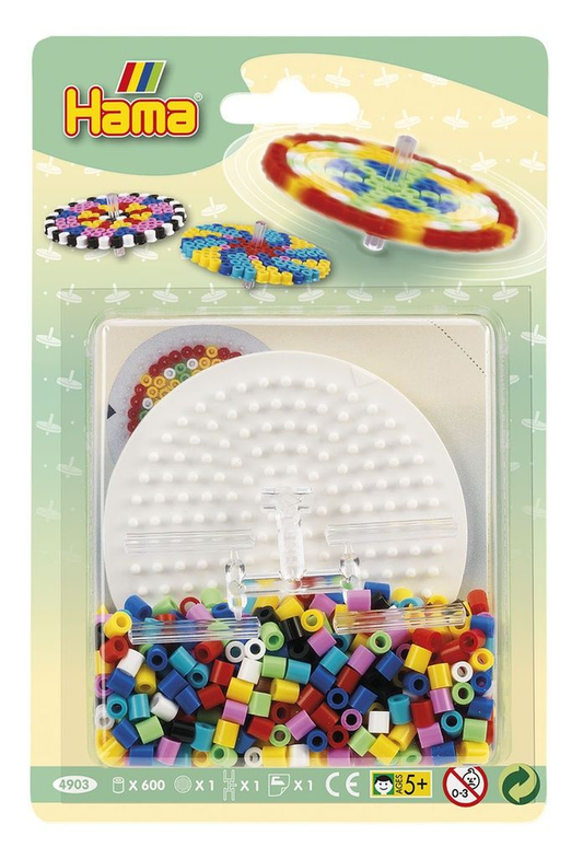 [4903] Blister Hama Beads Midi 600 beads + placa circular pequeña + conector + papel