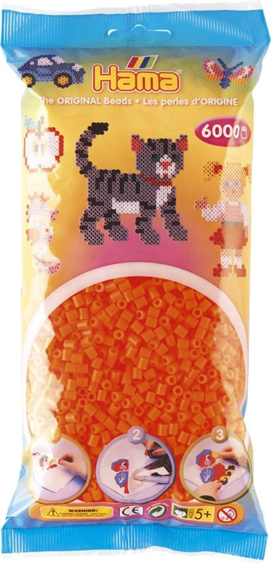 [205-40] Hama midi naranja fluorescente 6000 piezas