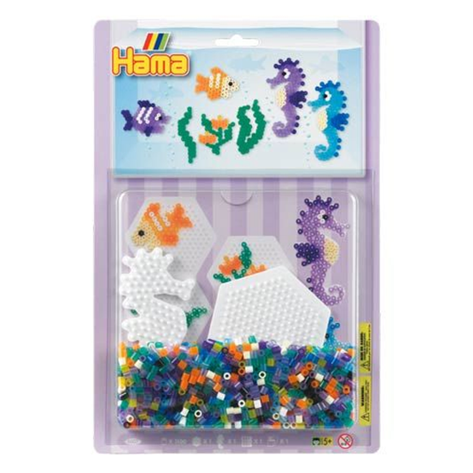 [4007] Blister Hama Beads Midi 1100 beads + placa circular pequeña y caballito de mar