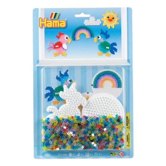 [4008] Blister Hama Beads Midi 1100 beads + placa circular pequeña y loro