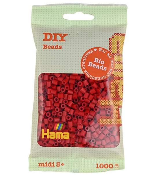 [190-22] Hama midi Bio beads rojo oscuro 1000 piezas