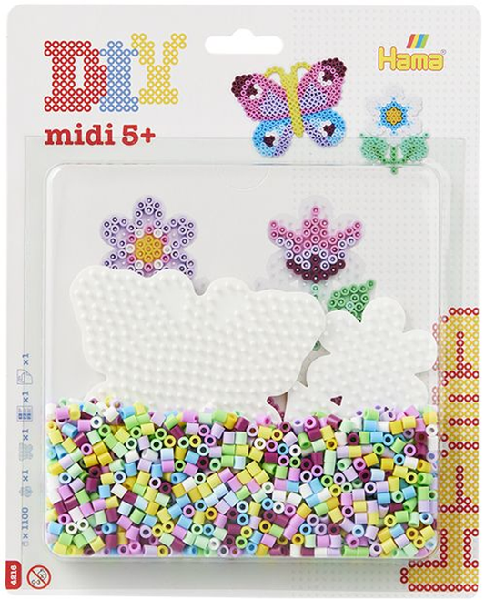 [4216] Blister Hama Beads Midi 1100 beads + placas mariposa y flor pequeña + papel