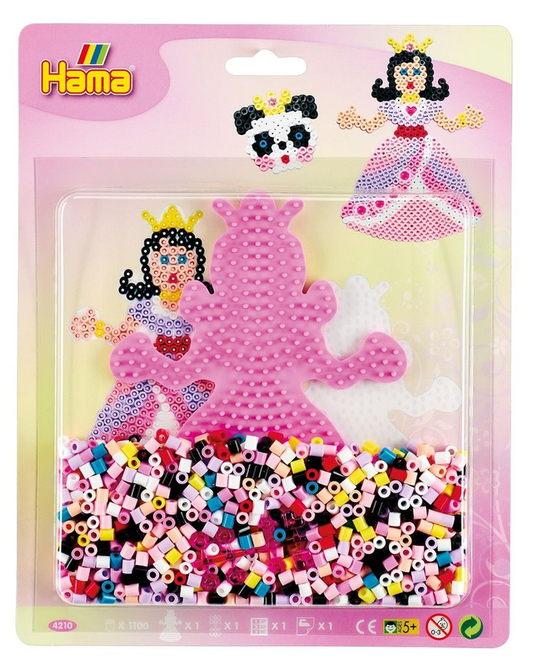 [4210] Blister Hama Beads Midi 1100 beads + placa princesa color rosa pastel + papel